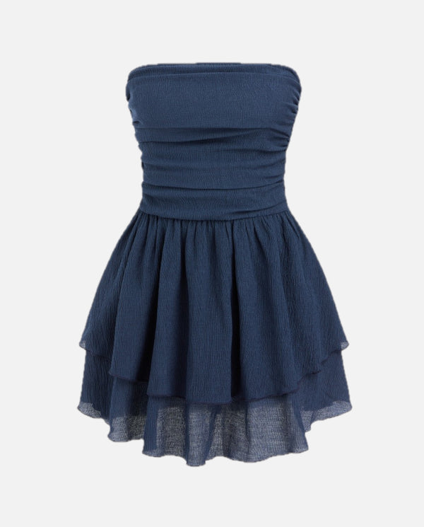 Strapless Mini Dress with Tiered Ruffle Skirt – Women's Party Mini Dress