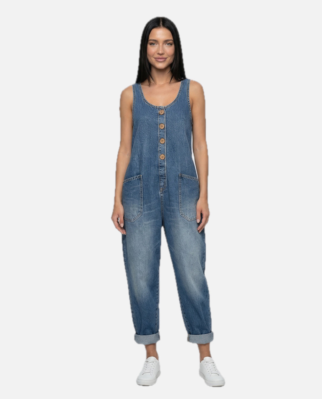 Denim Jumpsuit with Button Front – Women's Occasion Jumpsuit