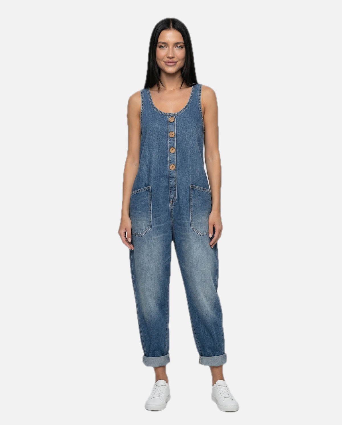 Denim Jumpsuit with Button Front – Women's Occasion Jumpsuit