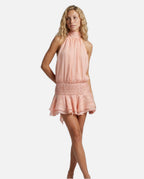Chiffon Pleated Halter Neck Mini Dress – Women's Wedding Guest Mini Dress
