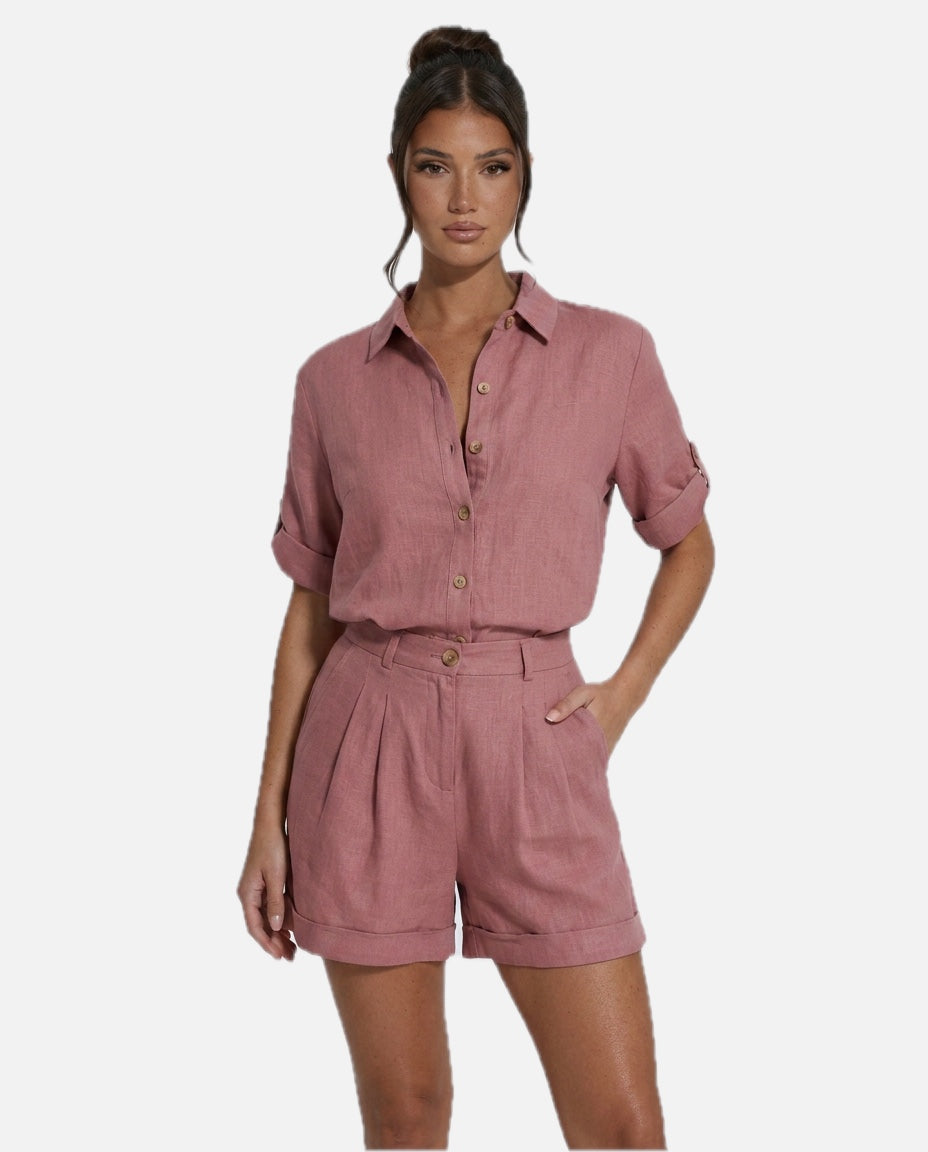 Casual Button-Front Short Jumpsuit – Women's Occasion Jumpsuit