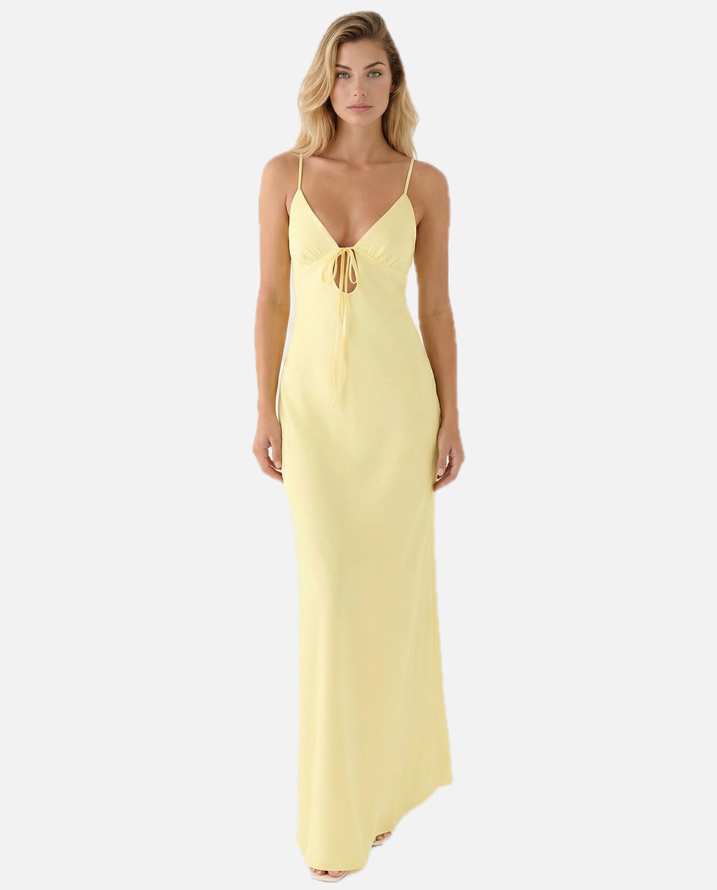 Satin Maxi Dress with Cowl Neck – Women's Evening Maxi Dress