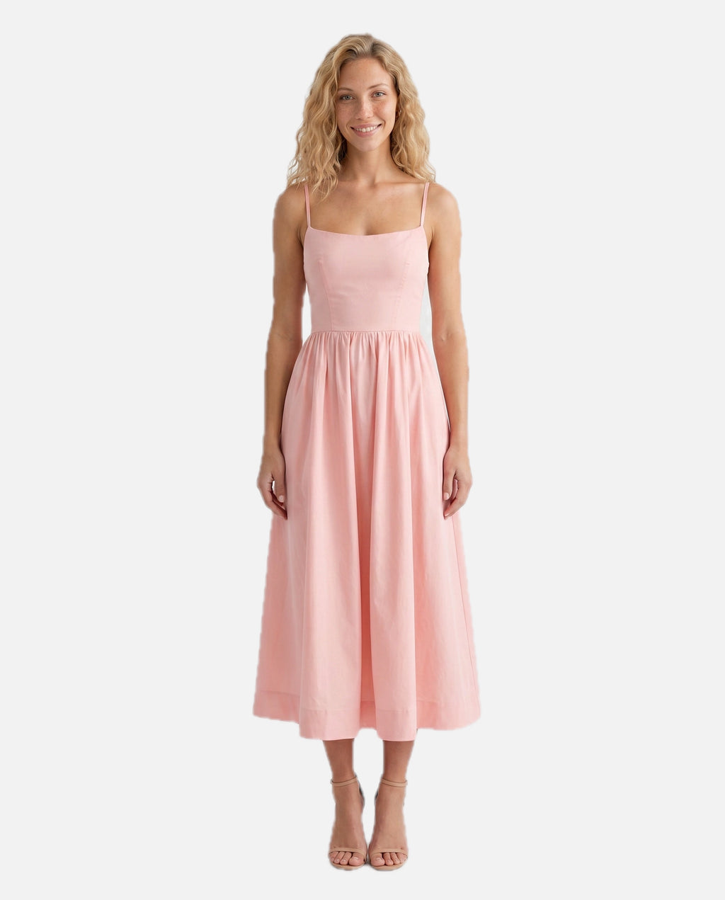 Spaghetti Strap Low Back Midi Dress – Women's Wedding Guest Midi Dress