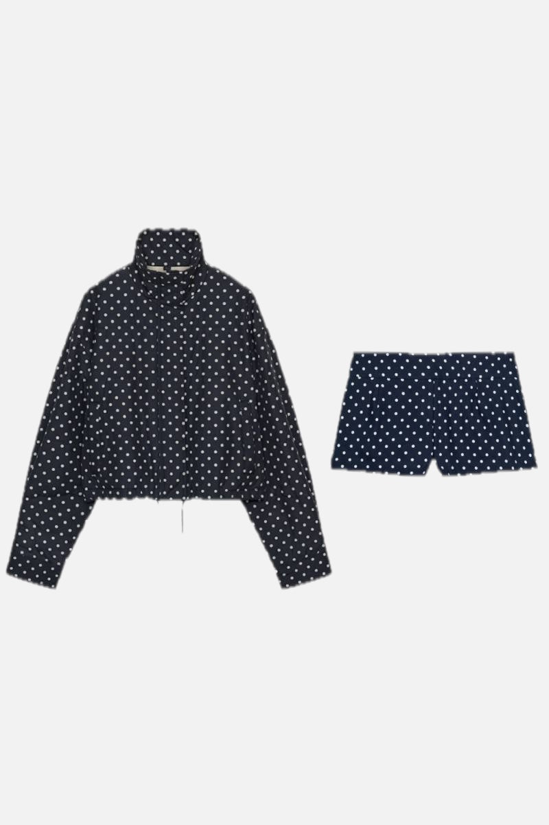 Polka Dot High Neck Jacket & Shorts Set – Women's Two-Piece Co-ord