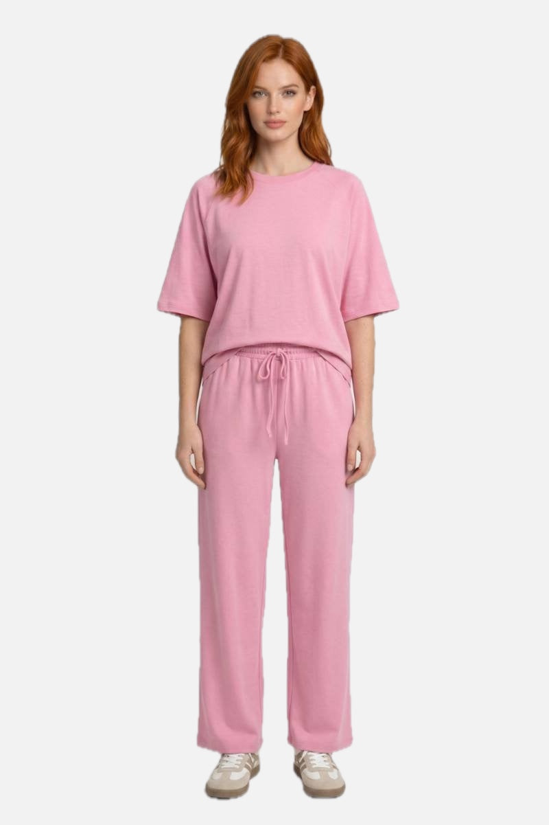 Oversized T-Shirt & Wide Leg Trousers Lounge Set – Women's Comfy Co-ord