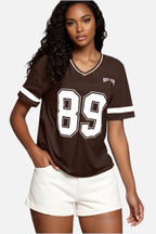 Brown American Football T-Shirt with New York Print – Women's Varsity Tee
