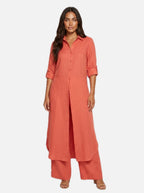 Linen Longline Shirt & Wide Leg Trousers Set – Women's Summer Linen Co-ord