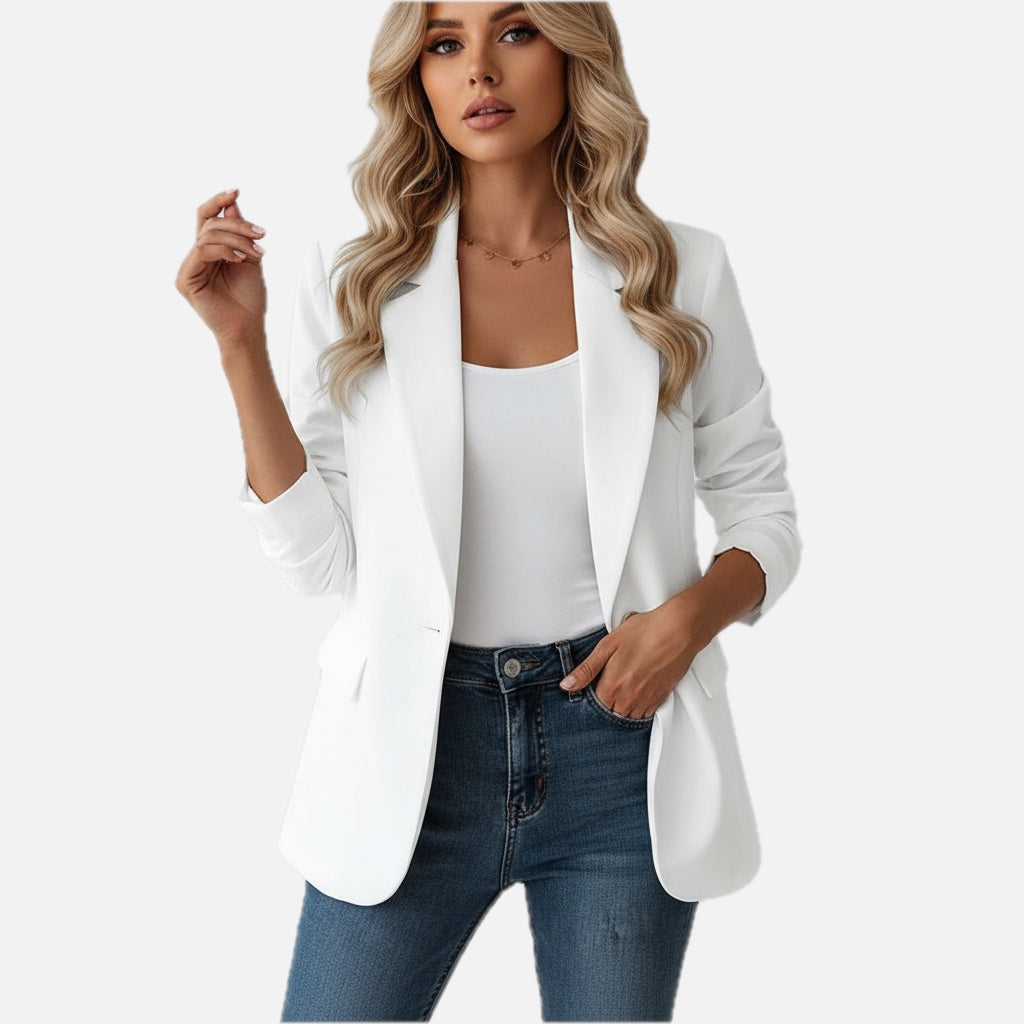 Tailored Single-Button Blazer – Women's Longline Smart-Casual Blazer