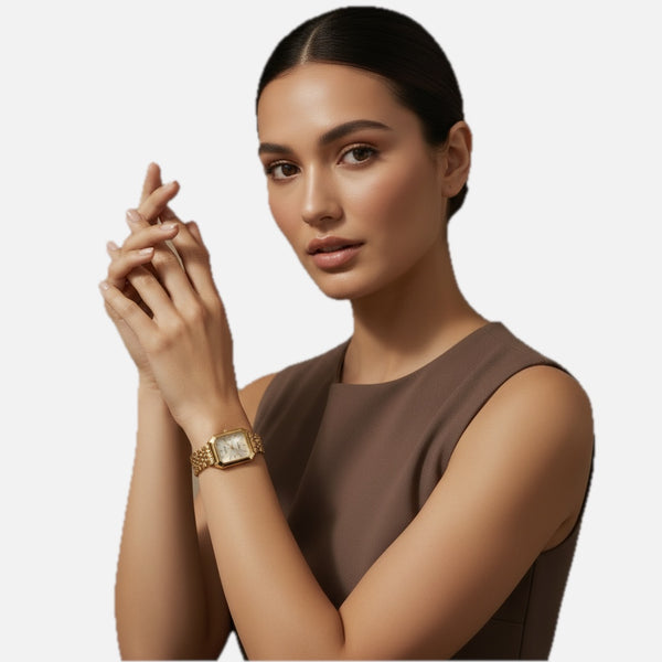 Gold Square Watch – Women's Minimalist Dress Watch with Bracelet Strap