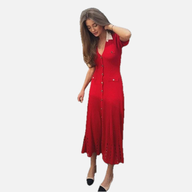 Red Knitted Dress – Women's Summer Dress