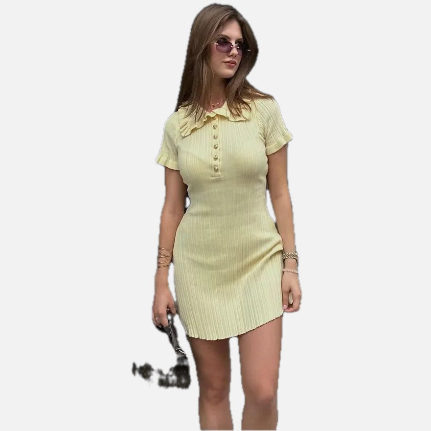 Yellow Featherlight Ruffle Mini Dress – Women's Summer Mini Dress