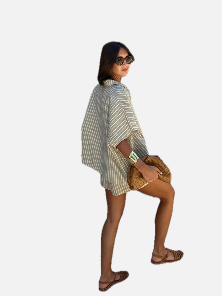 Striped Shorts Set – Women's Summer Co-ord Set
