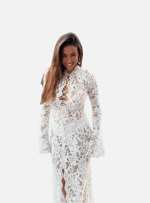 Lace Tie High Split Dress – Women's Summer Dress