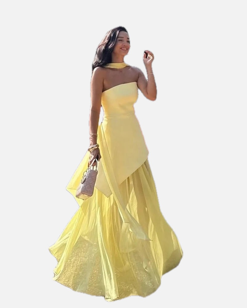 Asymmetric Sheer Maxi Dress – Women's Summer Party Maxi Dress