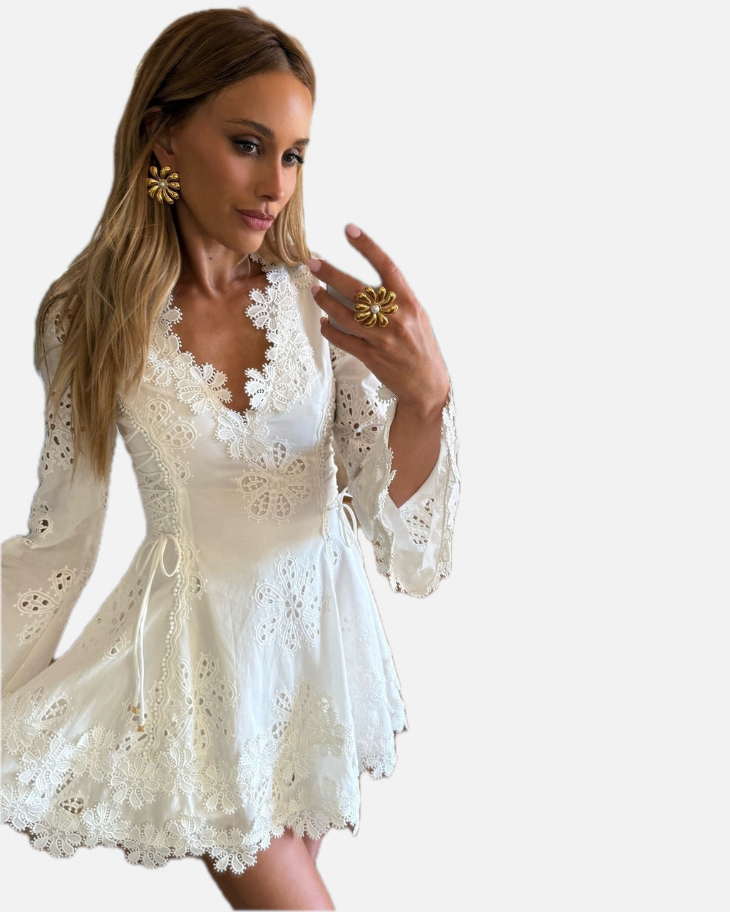 Lace Side-Adjustable Mini Dress – Women's Summer Mini Dress