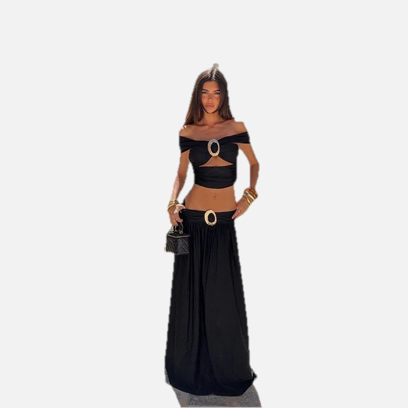 Black Two-Piece Crop Set – Women's Summer Co-ord Set