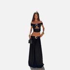 Black Two-Piece Crop Set – Women's Summer Co-ord Set