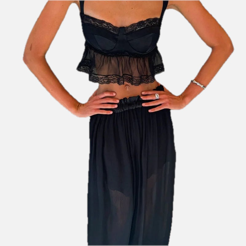 Halftone Chiffon Crop Set – Women's Summer Co-ord Set