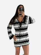 Crochet Contrast Mini Dress – Women's Summer Mini Dress