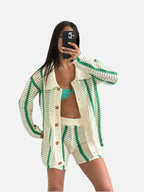 Striped Crochet Two-Piece Set – Women's Summer Co-ord Set