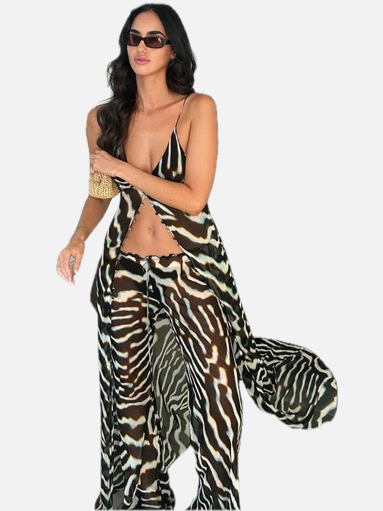 Zebra Print Chiffon Co-Ord Set – Women's Summer Co-ord Set
