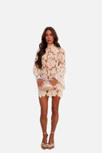 Hollow-Out Crochet Mini Dress – Women's Summer Mini Dress