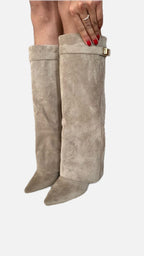 Taupe Suede Boots – Women's Autumn Winter Boots