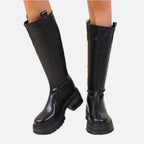 Black Knee High Leather Boots – Women's Autumn Winter Boots
