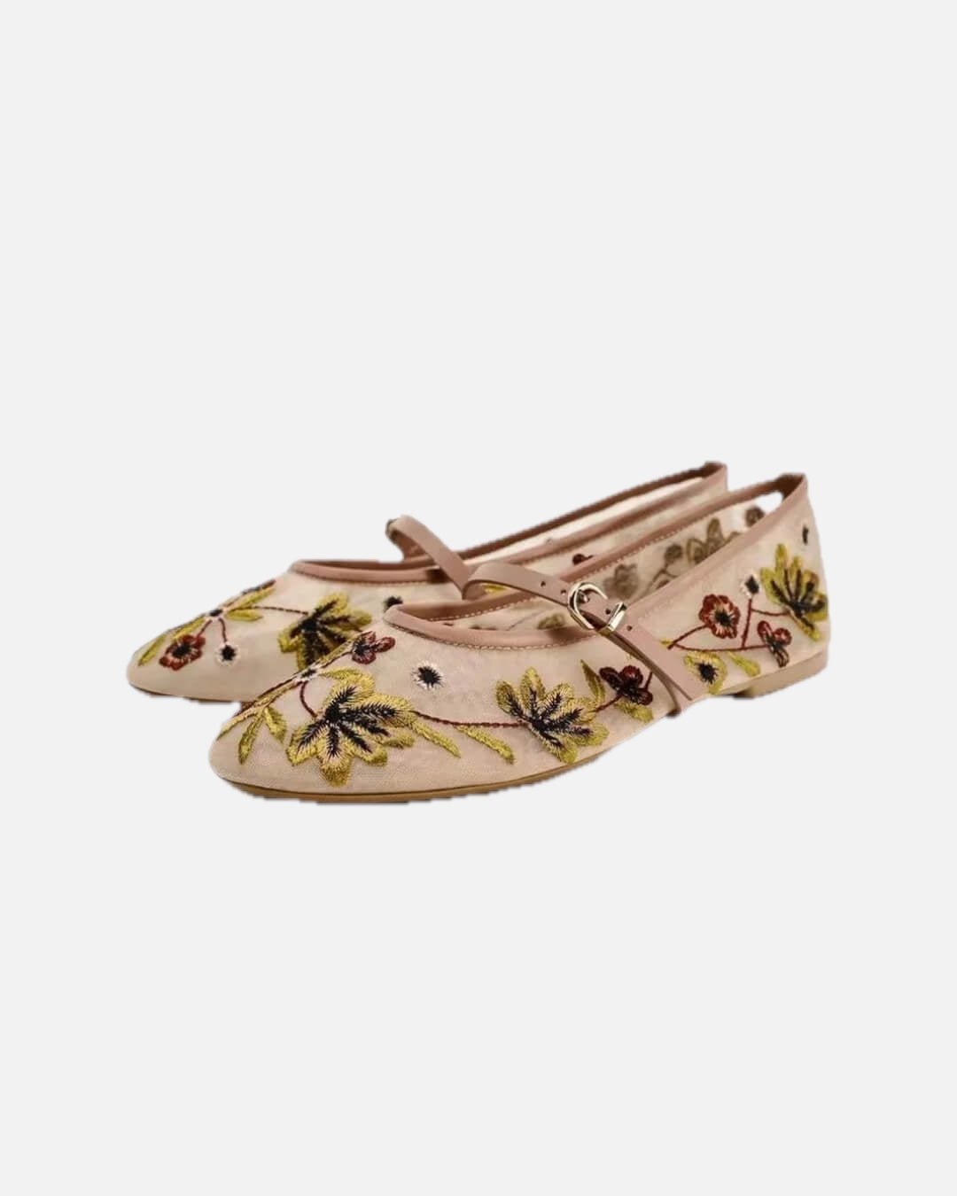 Apricot Embroidered Ballet Flats – Women's Comfortable Everyday Ballet Flats