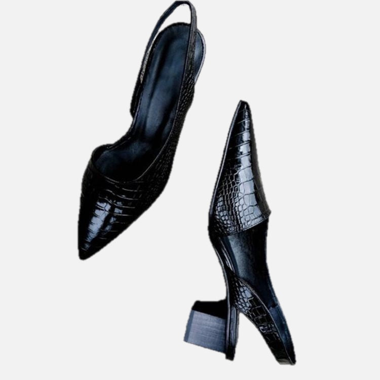 Croc-Effect Pointed Slingback Heels