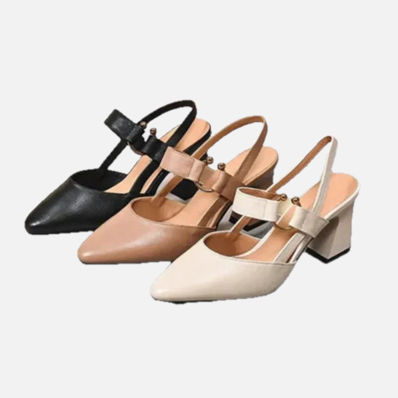 Pointed-Toe Slingback Block Heels
