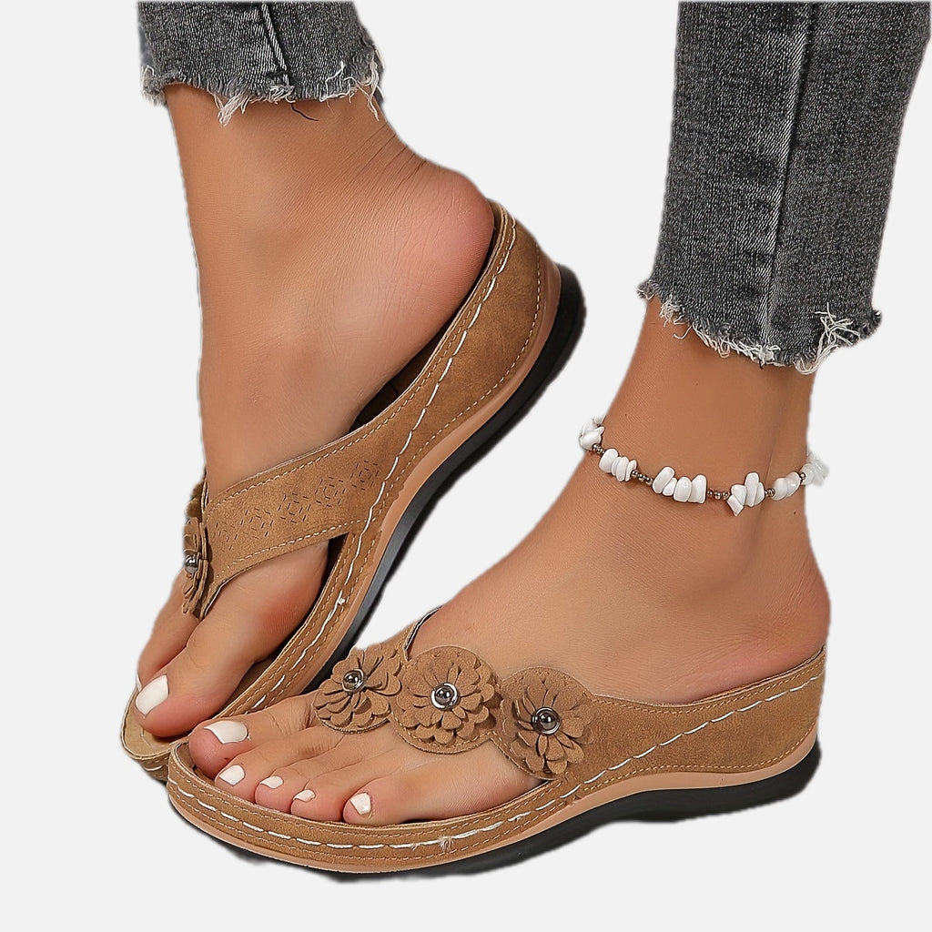 Floral Toe-Post Orthopedic Sandals