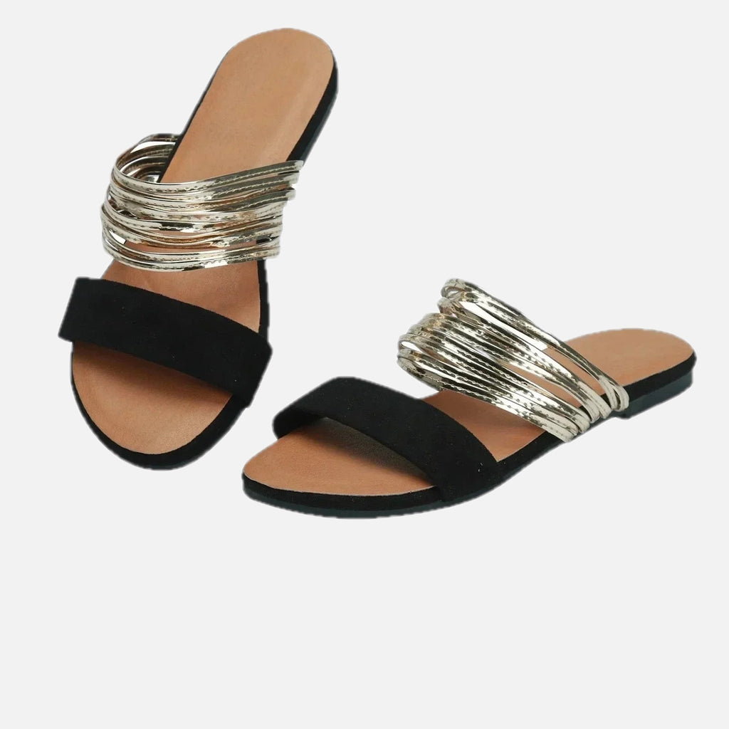Metallic Strap Orthopedic Slide Sandals