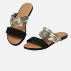 Metallic Strap Orthopedic Slide Sandals