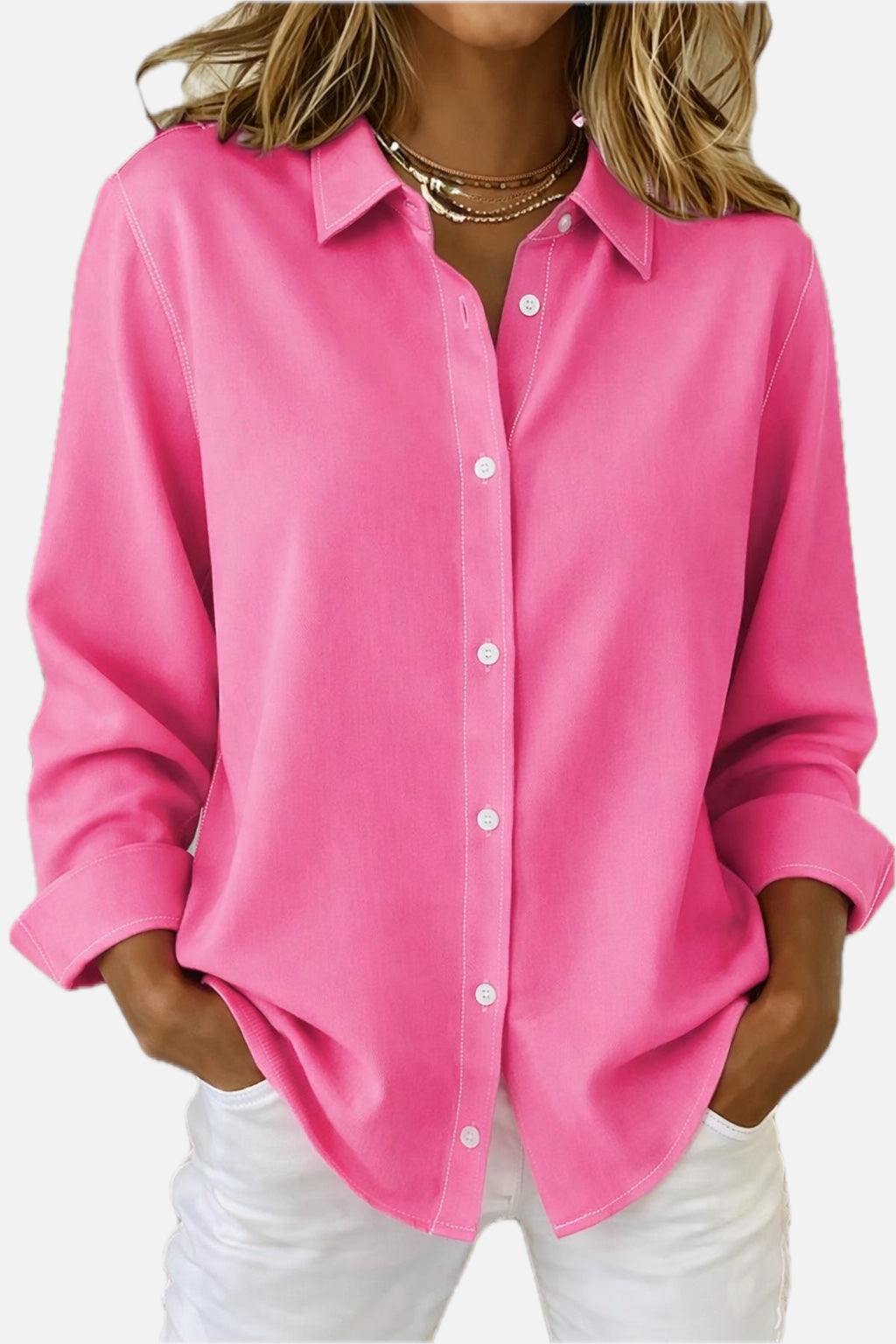Classic Button-Up Long-Sleeve Shirt