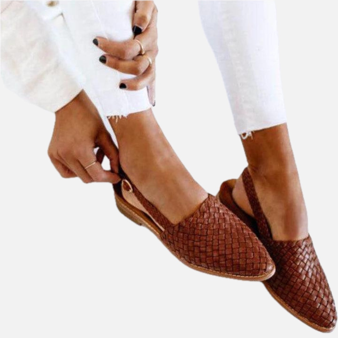 Woven Vegan Leather Ballet Flats