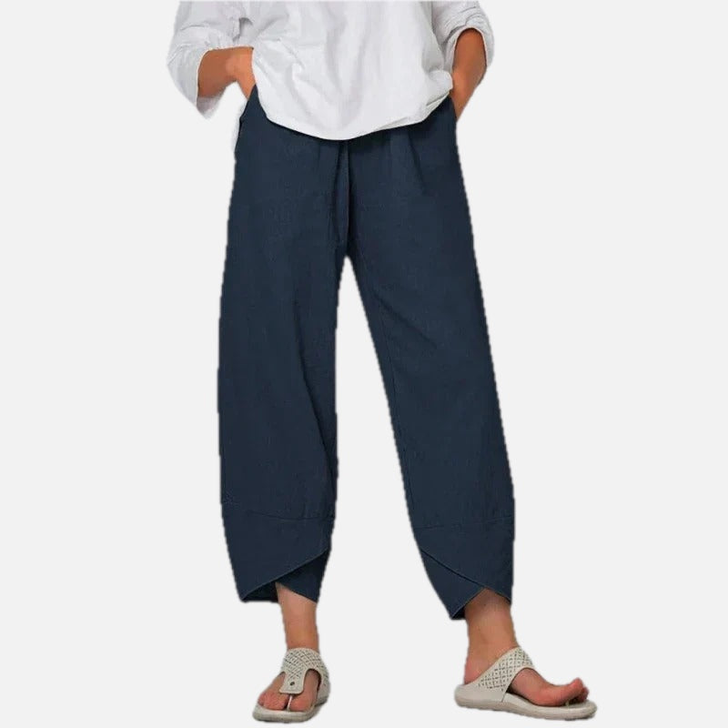 Relaxed Linen Trousers with Tulip Hem