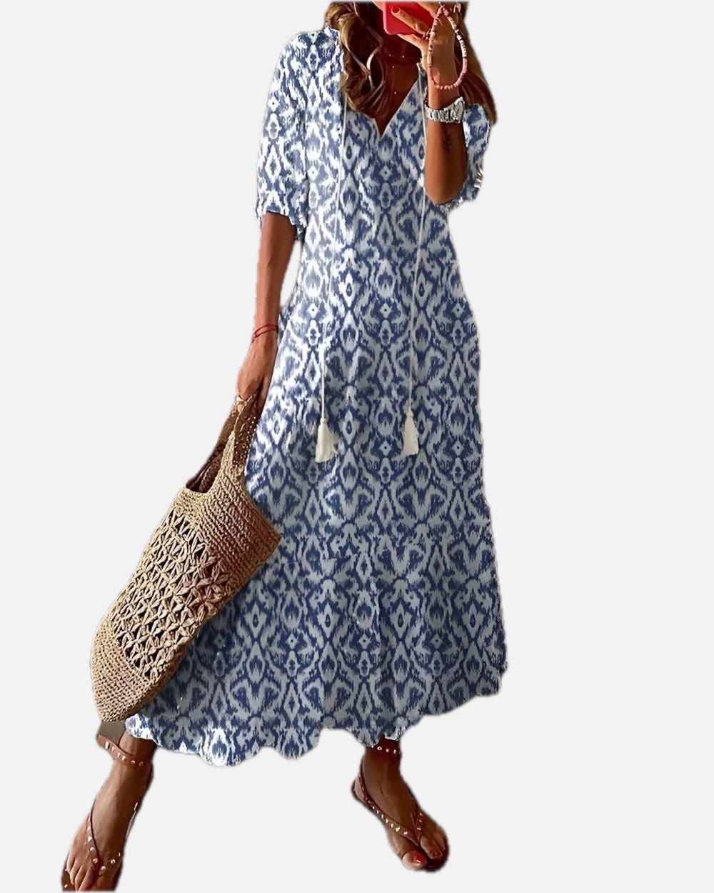 Boho Print Tiered Maxi Dress