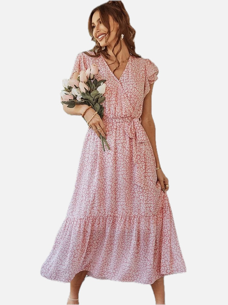 Pink Floral Country Dress – Women's Romantic Summer Wedding Guest & Garden Party Dress | Meave & Ivy