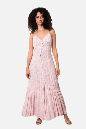 Pink Spaghetti Strap Ibiza Maxi Dress – Women's Boho Summer Beach Holiday Dress | Meave & Ivy