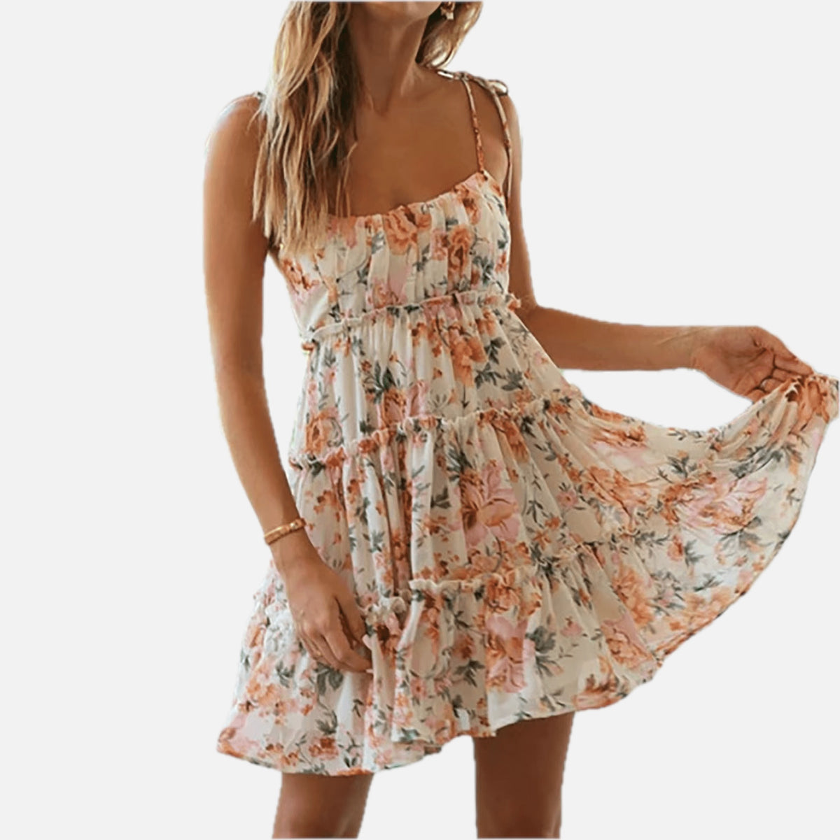 White Floral Ibiza Mini Dress – Women's Boho Summer Beach & Holiday Dress | Meave & Ivy