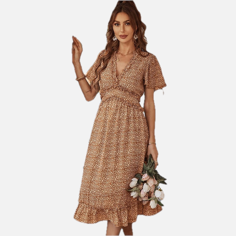 Brown Ibiza Midi Dress – Women's Boho Summer Beach & Holiday Dress | Meave & Ivy