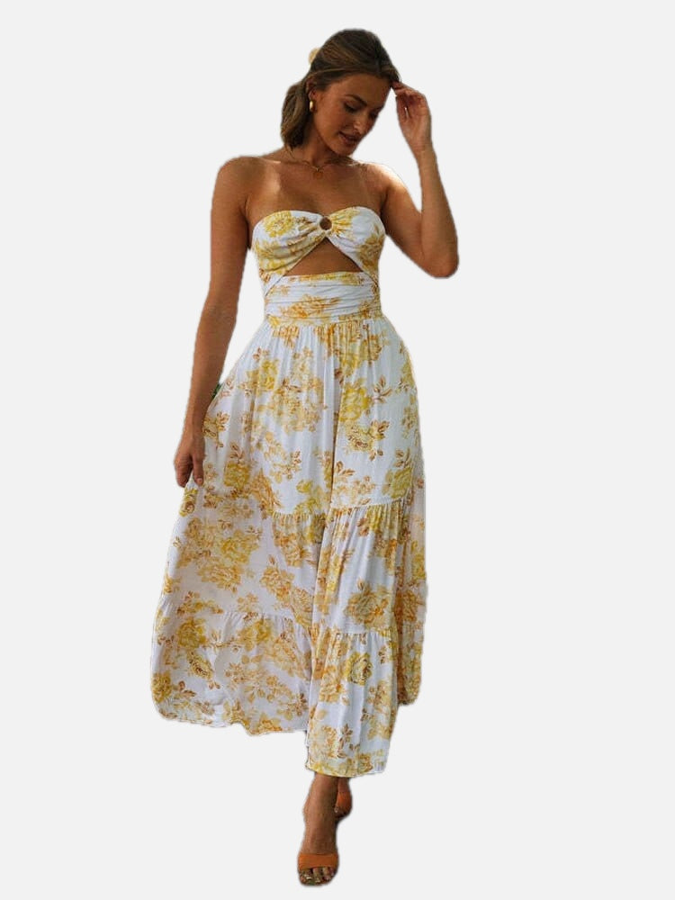 White Floral Off-Shoulder Maxi Dress – Women's Summer Beach & Holiday Dress | Meave & Ivy