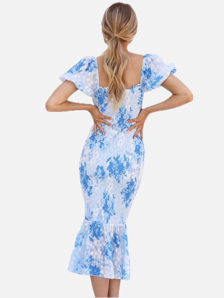 Blue Ibiza Open Back Midi Dress – Women's Boho Summer Beach & Holiday Dress | Meave & Ivy