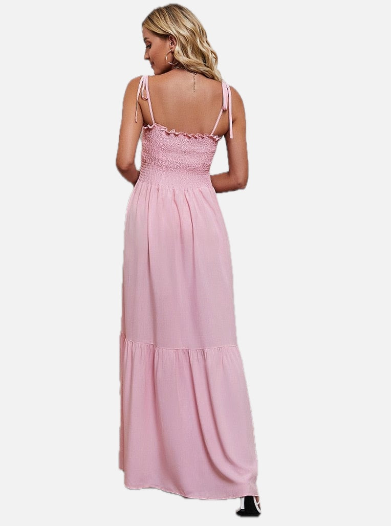 Pink Spaghetti Strap Maxi Dress – Women's Summer Beach & Holiday Dress | Meave & Ivy