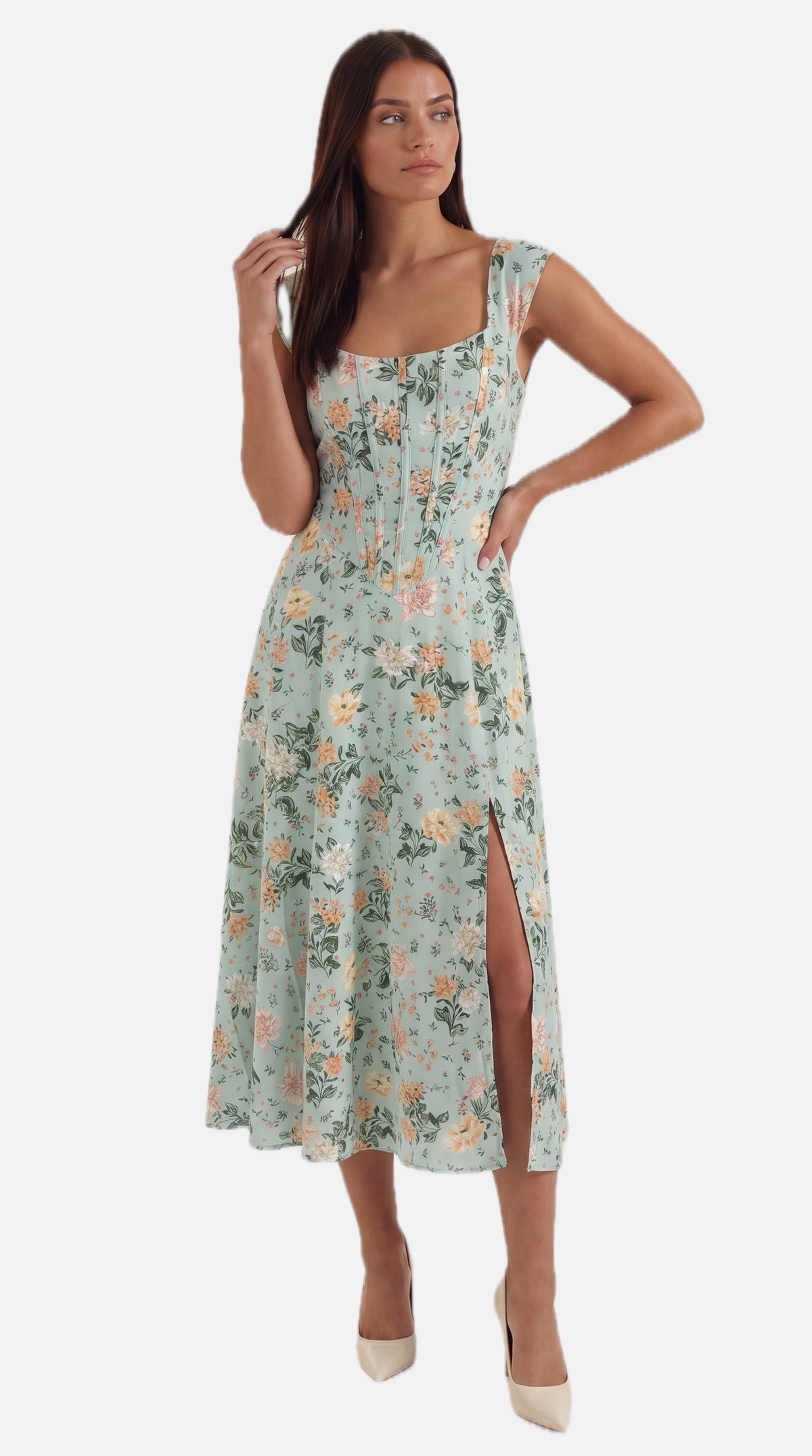 Floral Spaghetti Strap Midi Dress – Women's Summer Beach & Holiday Dress | Meave & Ivy