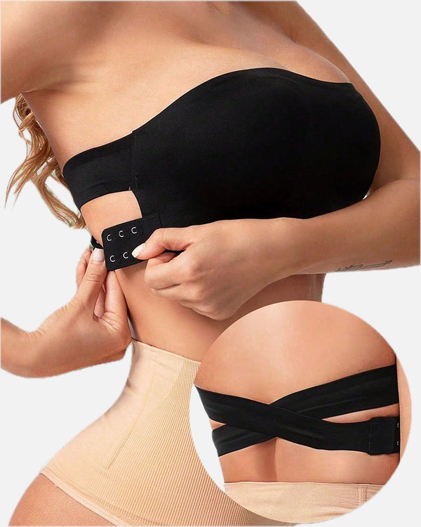 Strapless Bandeau Seamless Criss Cross Bralette Top | Meave & Ivy