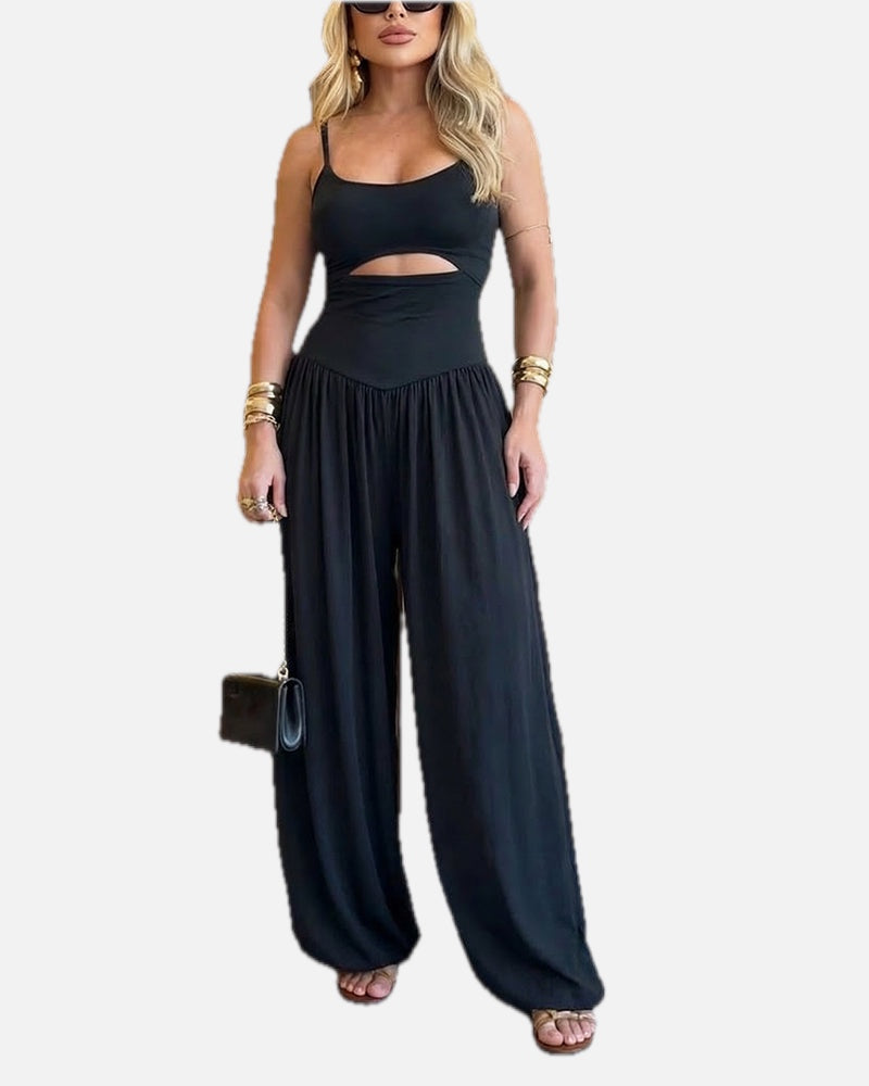 Cut-Out Waist Cami Backless Ruched High Waist Summer Jumpsuit | Meave & Ivy