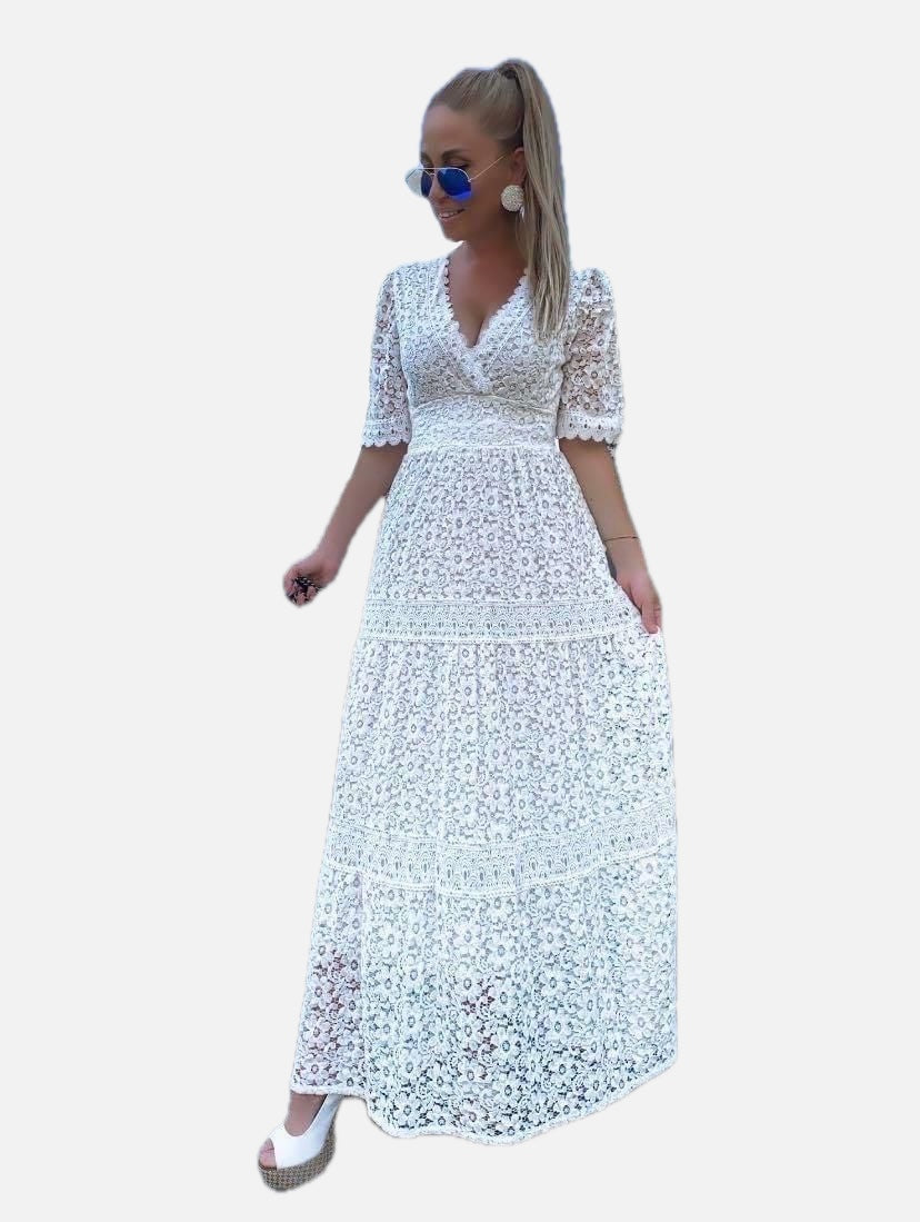Italian Lace Design Lightweight Breathable Summer Dress | Meave & Ivy