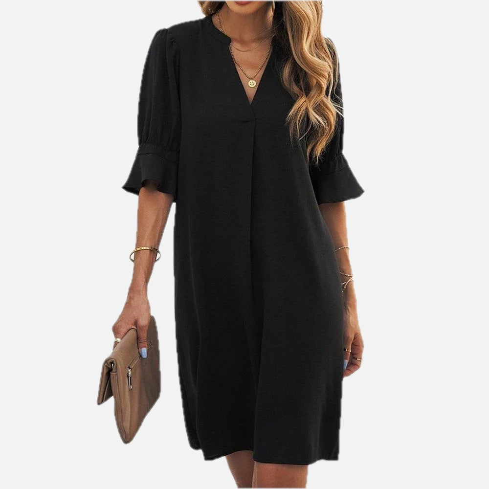 Black Classic Elegant Midi Autumn Dress | Meave & Ivy